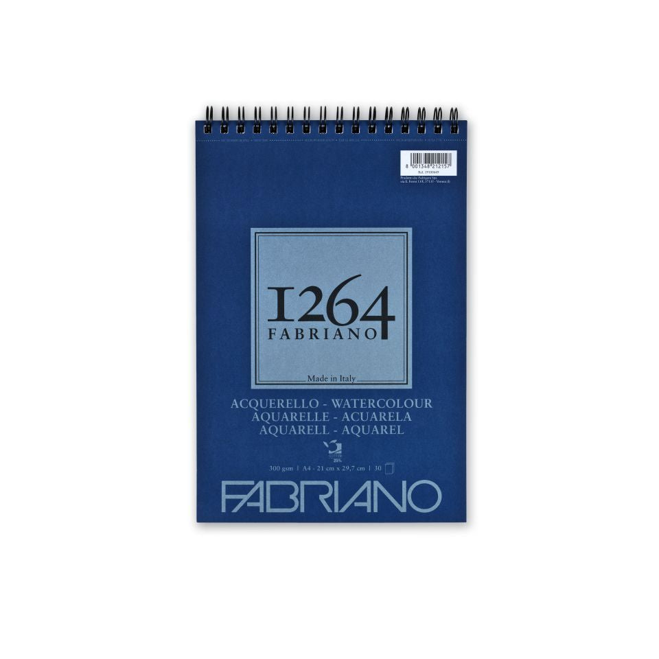 Fabriano 1264 Watercolour Pad 300gsm Top Spiral 30 Sheets A4