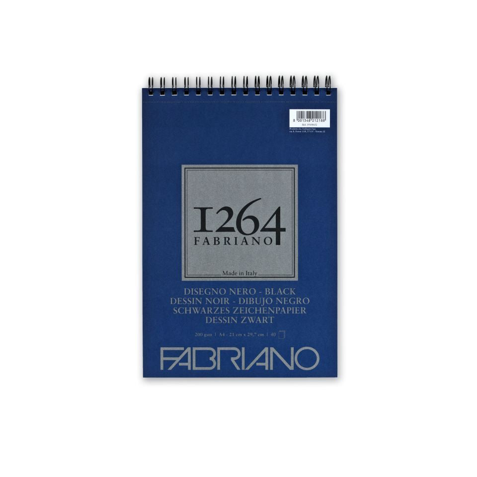 Fabriano 1264 Black Pad 200gsm Top Spiral 40 Sheets