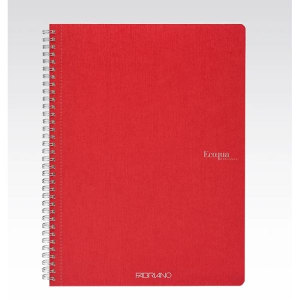 Fabriano Ecoqua Spiral Perforated Notebook Raspberry Grid A4