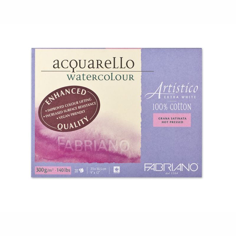 Fabriano Artistico Block 300gsm Extra White Hot Pressed 20 Sheets 23x30cm