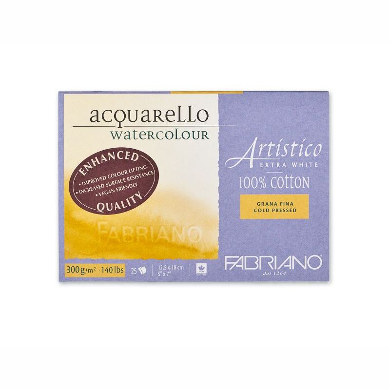 Fabriano Artistico Block 300gsm Extra White Cold Pressed 25 Sheets 12x18cm