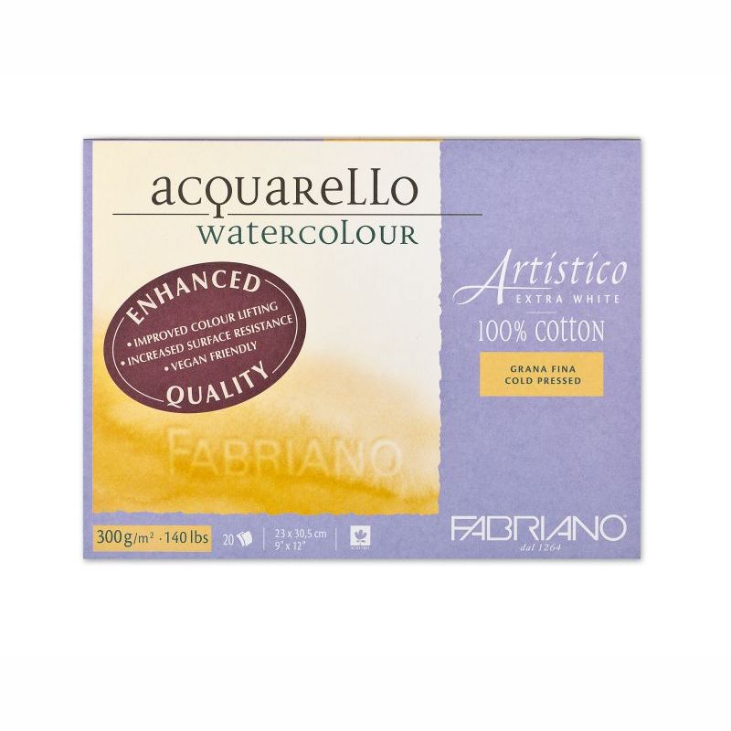 Fabriano Artistico Block 300gsm Extra White Cold Pressed 20 Sheets 23x30cm