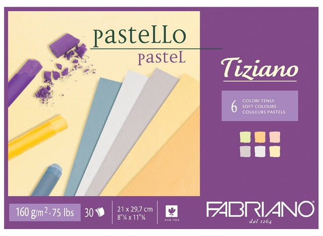 Fabriano Tiziano Pastel Paper Pad 160gsm Softs 30 Sheets A4