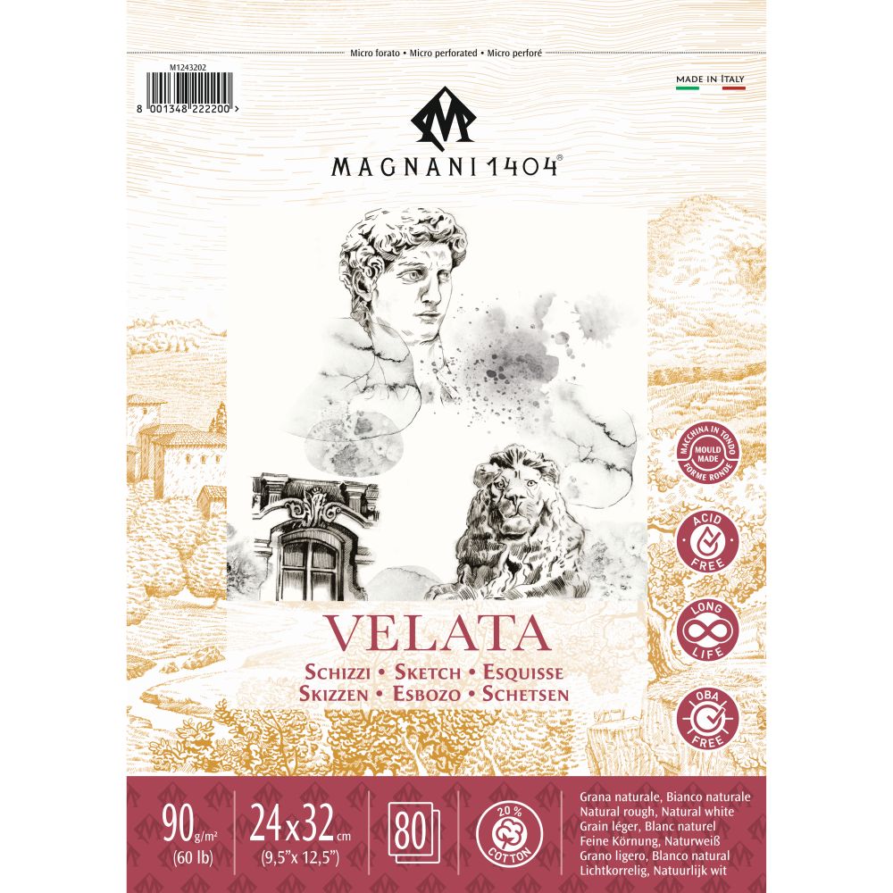 Magnani Velata Spiral Sketch Pad 90gsm 80 Sheets 24x32cm