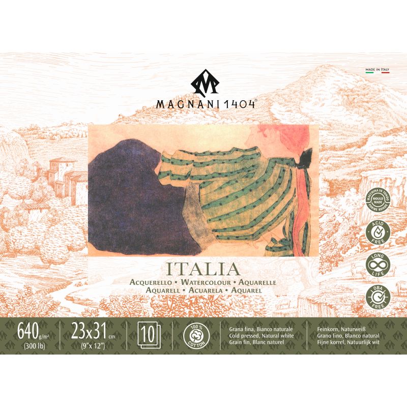 Magnani Italia Watercolour Block 640gsm Cold Pressed 10 Sheets 23x31cm