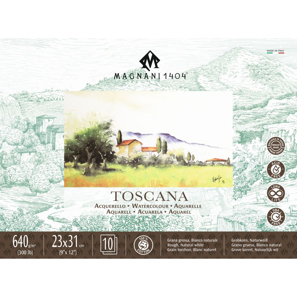 Magnani Toscana Watercolour Block 640gsm Rough 10 Sheets 23x31cm