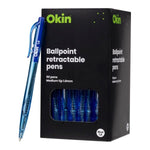 Okin Ballpoint Retractable Pen Blue Packet 50