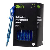 Okin Ballpoint Retractable Pen Blue Packet 50