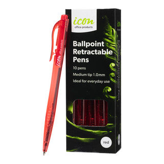 Icon Ballpoint Retractable Pen Red Packet 10