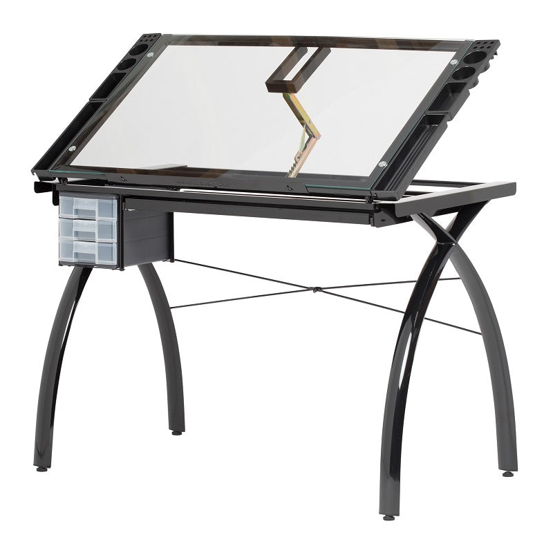 Futura Craft Station Table Black/Clear Glass