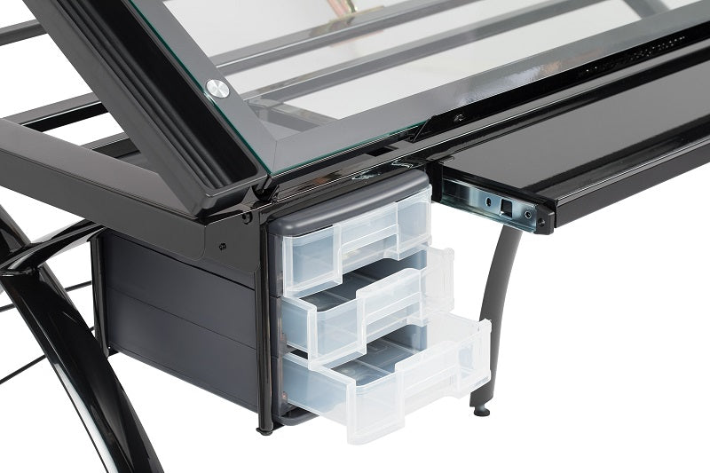 Futura Craft Station Table Black/Clear Glass