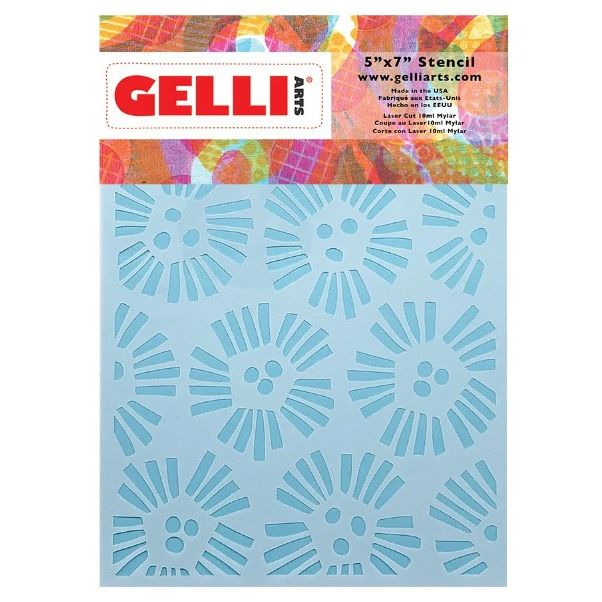 Gelli Arts Stencil Abstract Flower Design 5x7"