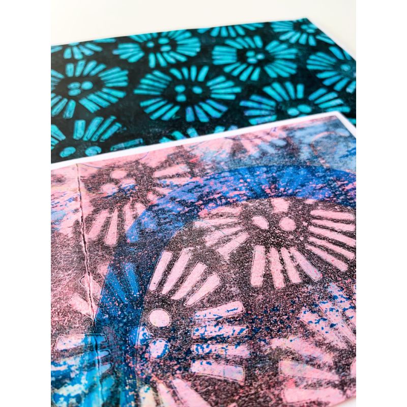 Gelli Arts Stencil Abstract Flower Design 5x7"