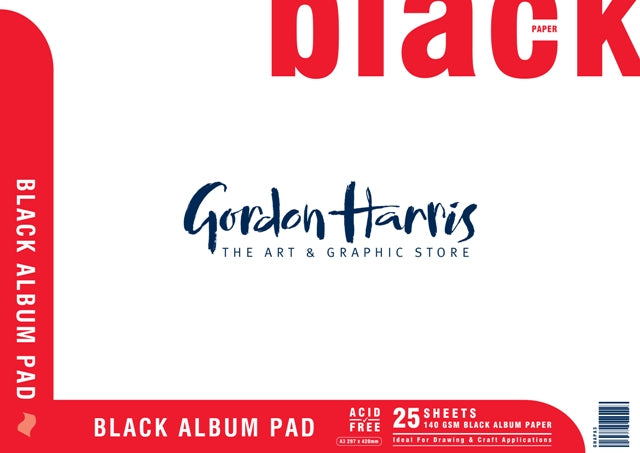Gordon Harris Black Album Pad 140gsm 25 Sheets A2