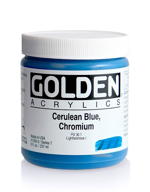 Golden Heavy Body Acrylic Paint Cerulean Blue Chromium 237ml