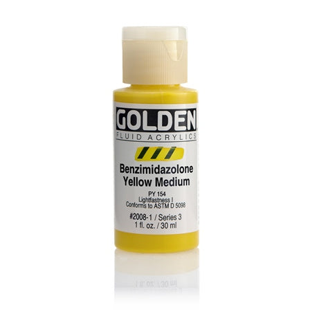 Golden Fluid Acrylic Paint Benzimidazolone Yellow Medium