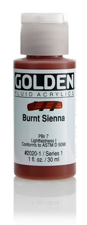 Golden Fluid Acrylic Paint Burnt Sienna 30ml