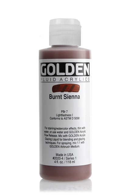 Golden Fluid Acrylic Paint Burnt Sienna 118ml
