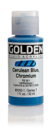 Golden Fluid Acrylic Paint Cerulean Blue Chromium 30ml