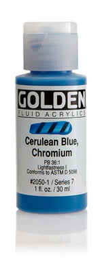 Golden Fluid Acrylic Paint Cerulean Blue Chromium 30ml