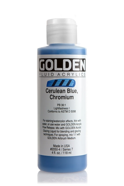 Golden Fluid Acrylic Paint Cerulean Blue Chromium 118ml