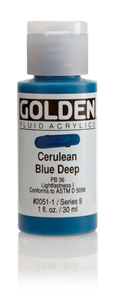 Golden Fluid Acrylic Paint Cerulean Blue Deep 30ml