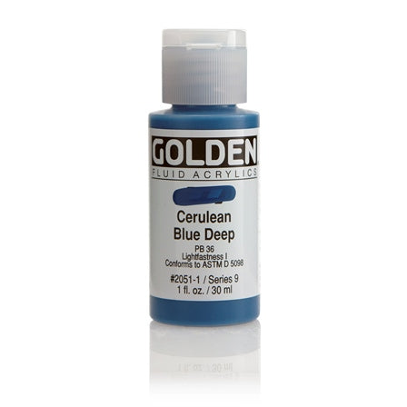 Golden Fluid Acrylic Paint Cerulean Blue Deep
