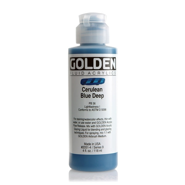 Golden Fluid Acrylic Paint Cerulean Blue Deep
