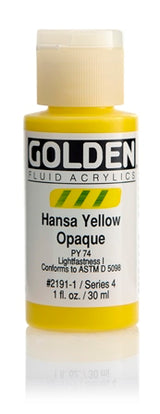Golden Fluid Acrylic Paint Hansa Yellow Opaque 30ml