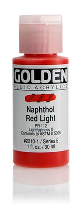 Golden Fluid Acrylic Paint Naphthol Red Light 30ml