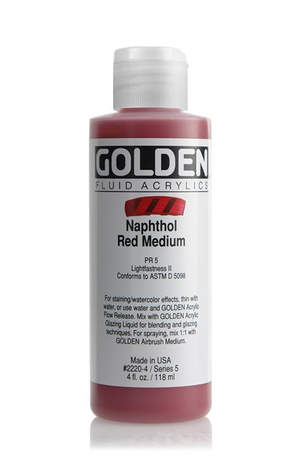 Golden Fluid Acrylic Paint Naphthol Red Medium 118ml