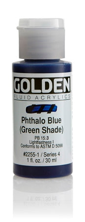Golden Fluid Acrylic Paint Phthalo Blue (Green Shade) 30ml
