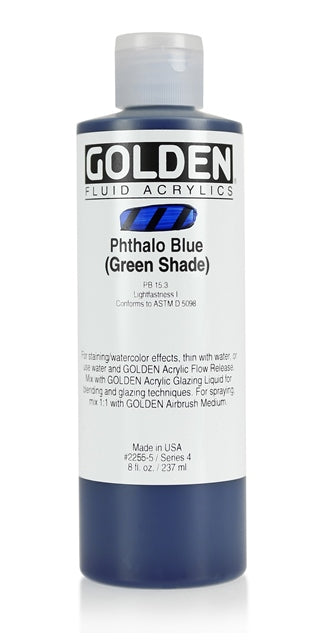 Golden Fluid Acrylic Paint Phthalo Blue (Green Shade) 237ml