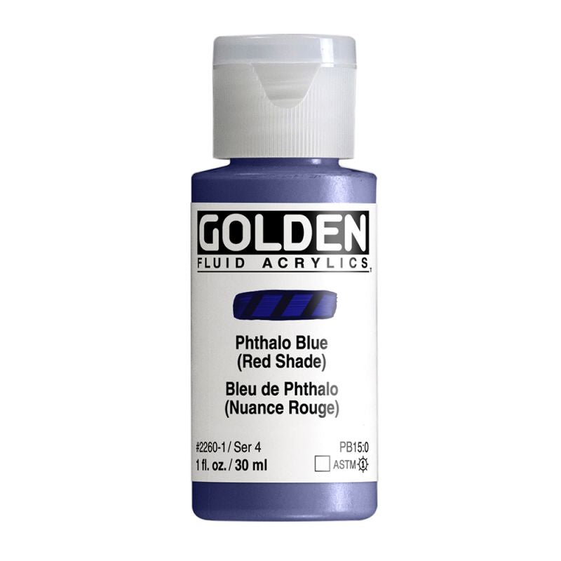 Golden Fluid Acrylic Paint Phthalo Blue (Red Shade) 30ml
