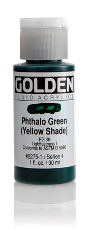 Golden Fluid Acrylic Paint Phthalo Green (Yellow Shade) 30ml