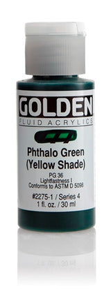 Golden Fluid Acrylic Paint Phthalo Green (Yellow Shade) 30ml