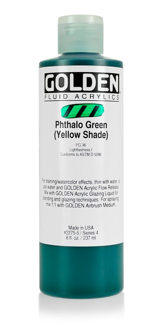 Golden Fluid Acrylic Paint Phthalo Green (Yellow Shade) 237ml