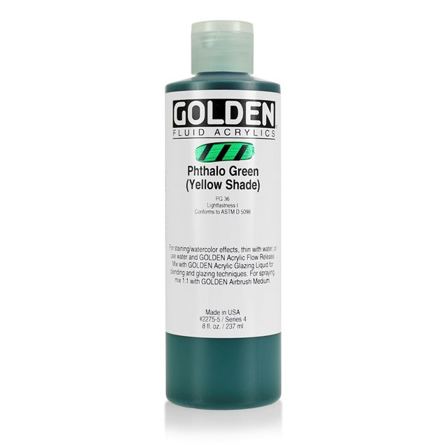 Golden Fluid Acrylic Paint Phthalo Green (Yellow Shade)