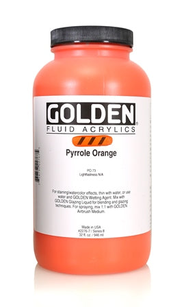 Golden Fluid Acrylic Paint Pyrrole Orange 946ml