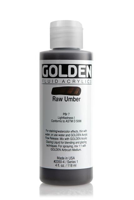 Golden Fluid Acrylic Paint Raw Umber 118ml