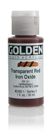 Golden Fluid Acrylic Paint Transparent Red Iron Oxide 30ml