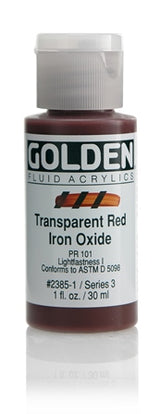 Golden Fluid Acrylic Paint Transparent Red Iron Oxide 30ml