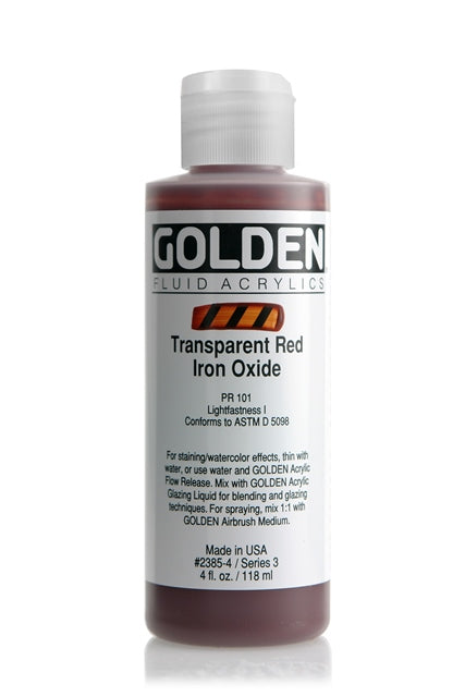 Golden Fluid Acrylic Paint Transparent Red Iron Oxide 118ml