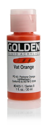 Golden Fluid Acrylic Paint Vat Orange 30ml