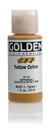 Golden Fluid Acrylic Paint Yellow Ochre 30ml