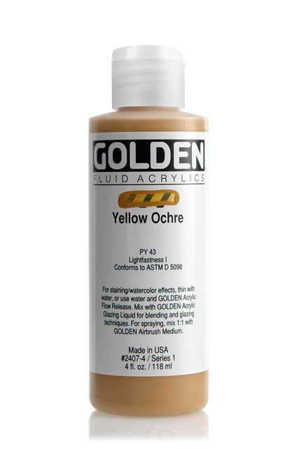 Golden Fluid Acrylic Paint Yellow Ochre 118ml