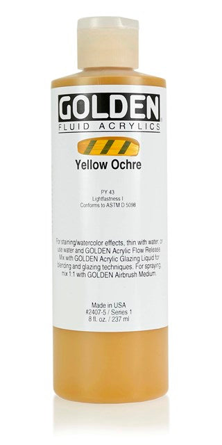 Golden Fluid Acrylic Paint Yellow Ochre 237ml