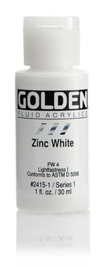 Golden Fluid Acrylic Paint Zinc White 30ml
