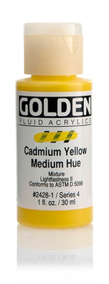 Golden Fluid Acrylic Paint Cadmium Yellow Medium Hue 30ml