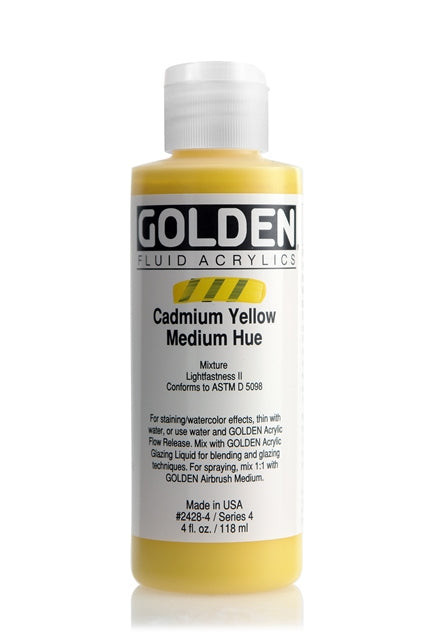 Golden Fluid Acrylic Paint Cadmium Yellow Medium Hue 118ml